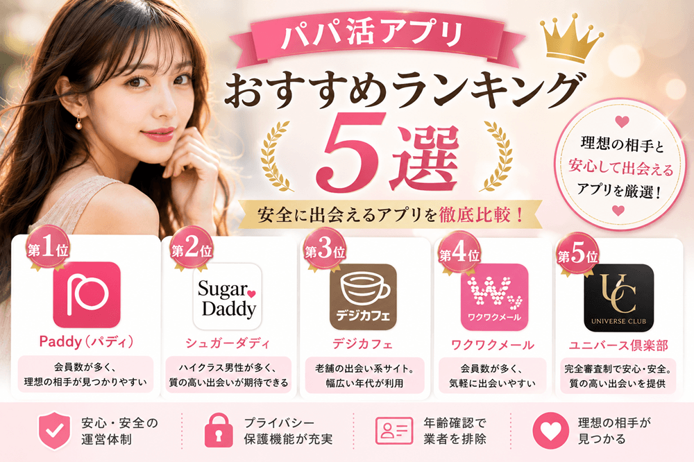 パパ活アプリおすすめランキング5選｜安全に出会えるアプリを徹底比較
